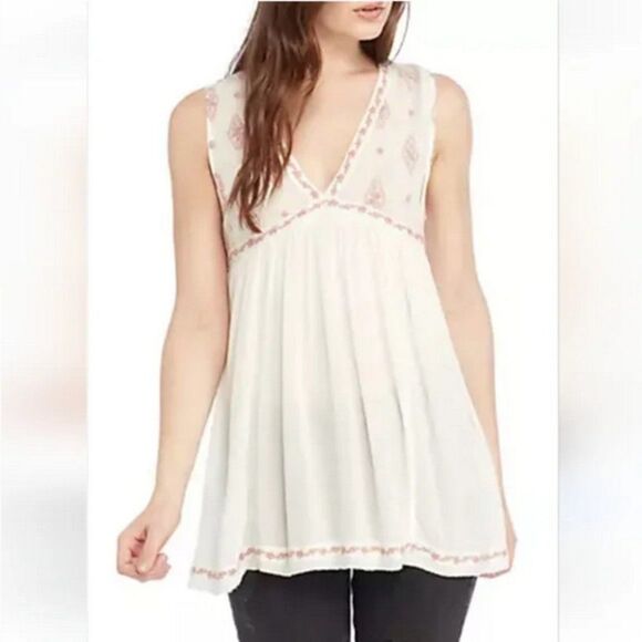 Free People sleeveless Diamond Embroidered Tunic - Picture 1 of 10